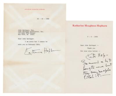 Lot #5050 Katharine Hepburn (2) Typed Letters Signed
