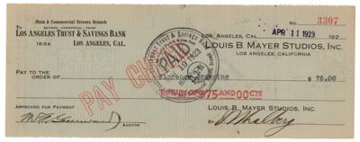 Lot #5096 Irving Thalberg Signed Check