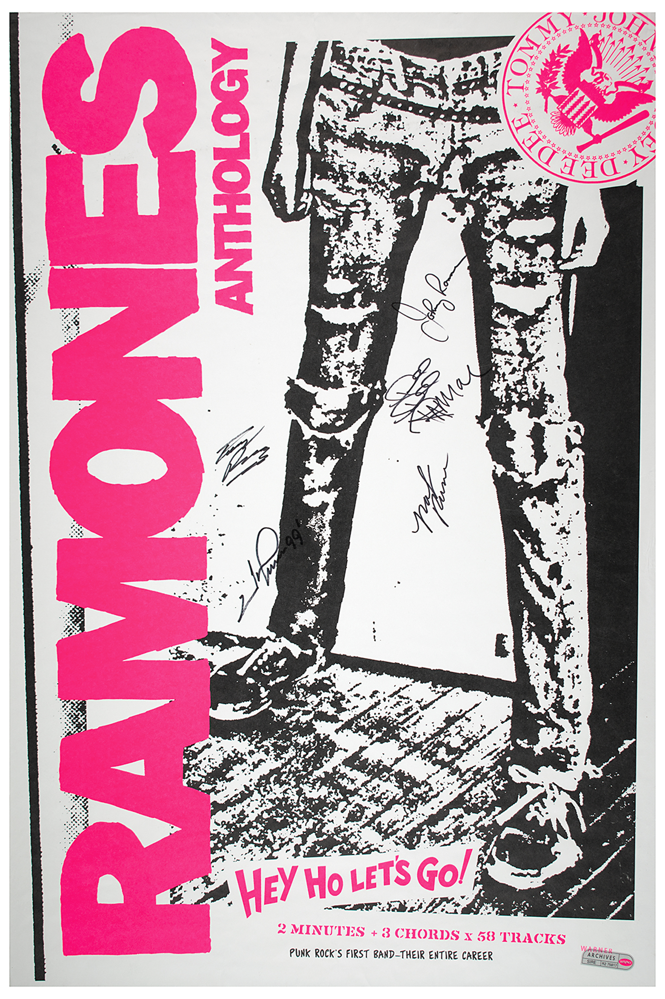 Lot #9023 Ramones Signed 'Anthology' Poster