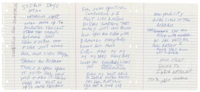 Lot #9016 Joey Ramone Handwritten Lyrics for