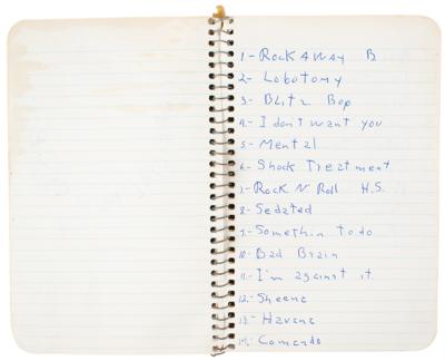 Lot #9015 Arturo Vega's 1978-1980 Loft Notebook with Handwritten Lyrics by Joey Ramone - Image 4
