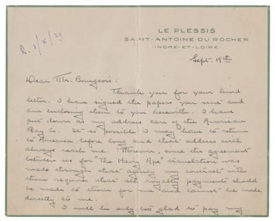 Lot #687 Eugene O'Neill Autograph Letter Signed - Image 1