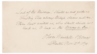 Lot #680 Oliver Wendell Holmes, Sr. Autograph Quotation Signed - Image 1