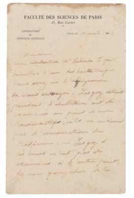 Lot #140 Pierre Curie Autograph Letter Signed - Image 1