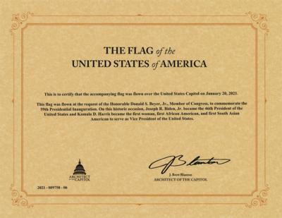 Lot #14 Joe Biden 2021 Inauguration Flag - Image 2