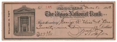 Lot #89 William H. Taft Signed Check - Image 1