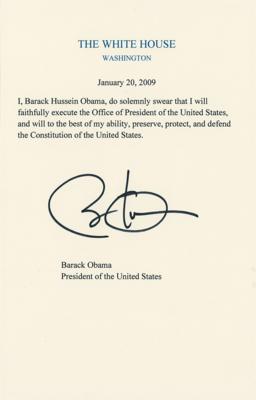 Lot #74 Barack Obama Signed Mock Oath of Office