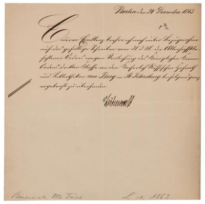 Lot #218 Otto von Bismarck Letter Signed