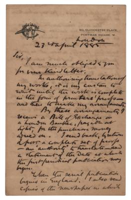 Lot #668 Wilkie Collins Autograph Letter Signed - Image 1