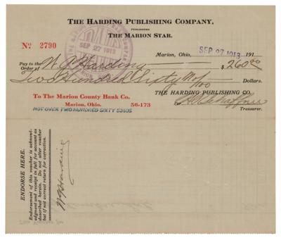 Lot #53 Warren G. Harding Document Signed - Image 1