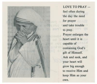 Lot #362 Mother Teresa Typed Note Signed - Image 2