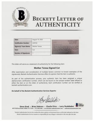 Lot #361 Mother Teresa Typed Letter Signed - Image 3