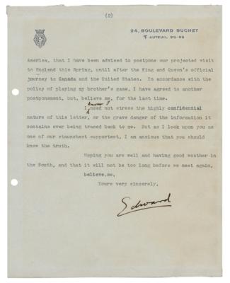 Lot #163 King Edward VIII Typed Letter Signed - Image 2