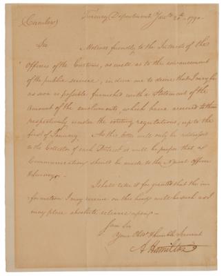 Lot #101 Alexander Hamilton Letter Signed