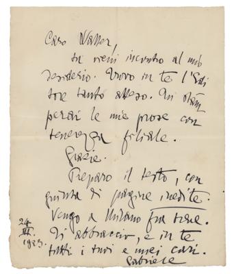 Lot #672 Gabriele D'Annunzio Autograph Letter Signed - Image 1