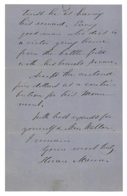 Lot #349 Horace Mann Autograph Letter Signed - Image 2