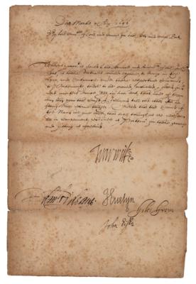 Lot #674 John Evelyn and Robert Rich, 2nd Earl of Warwick Document Signed