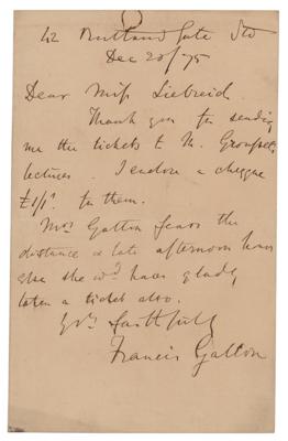Lot #276 Francis Galton Autograph Letter Signed - Image 1