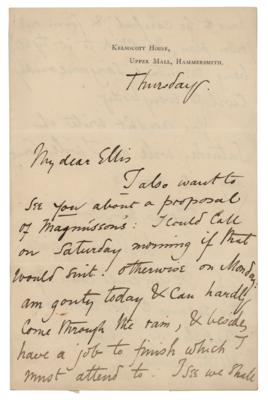 Lot #632 William Morris Autograph Letter Signed
