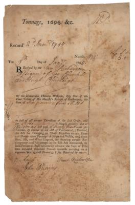 Lot #691 Samuel Richardson Document Signed