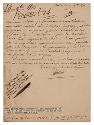 Lot #229 Jean Jacques Régis de Cambaceres Letter Signed