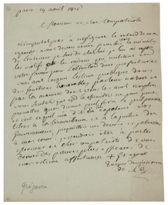 Lot #290 Henri Gregoire Autograph Letter Signed
