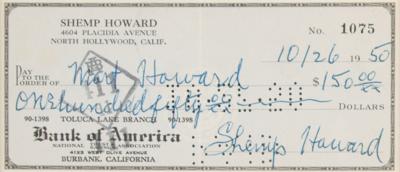 Lot #973 Three Stooges: Shemp Howard Signed Check - Image 1