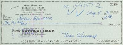 Lot #972 Three Stooges: Moe Howard Signed Check
