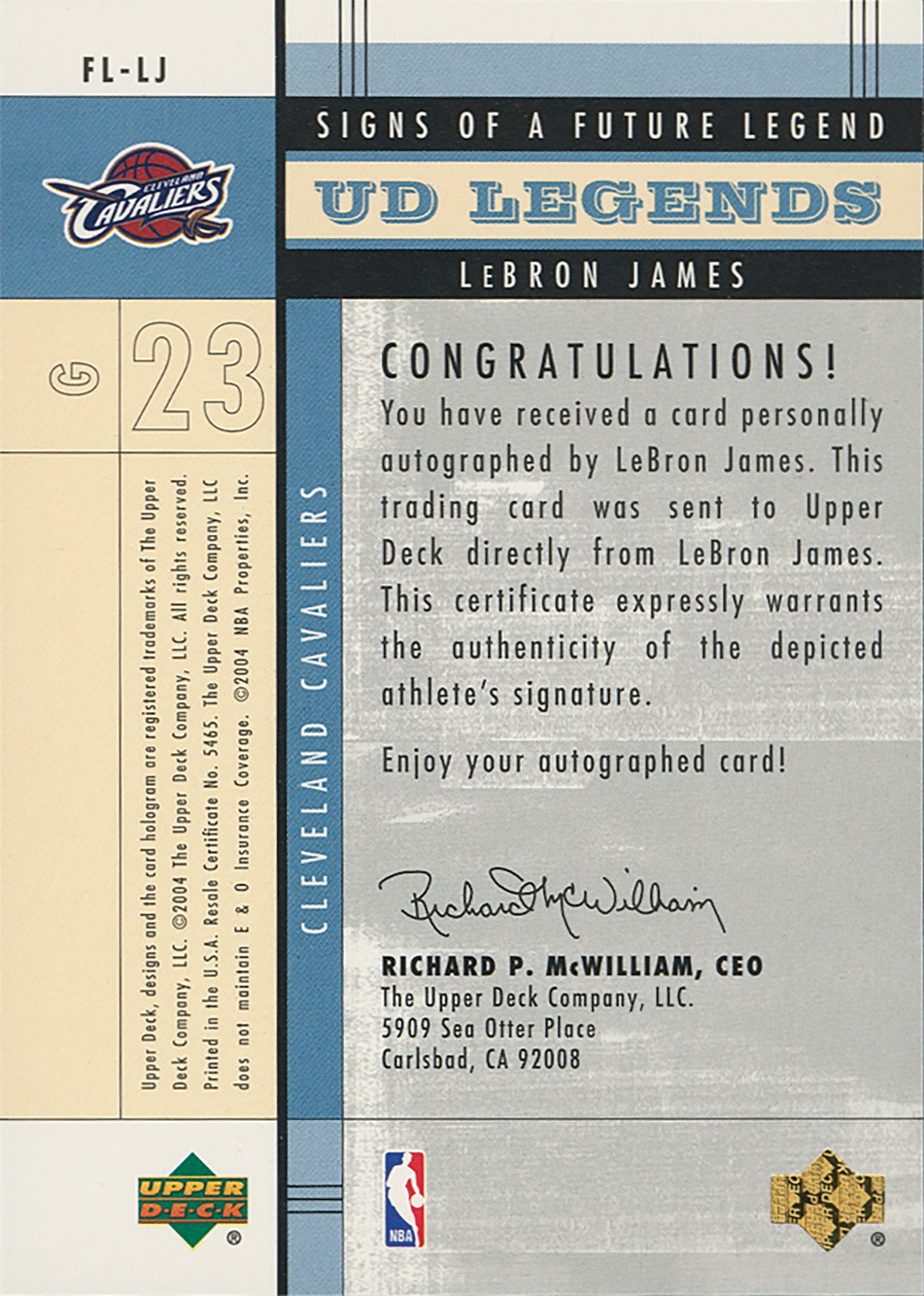 Lot #1005 LeBron James Signed Basketball Card - Image 2