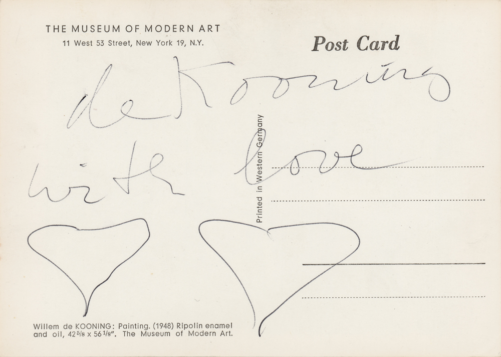 Lot #626 Willem de Kooning Signed Postcard