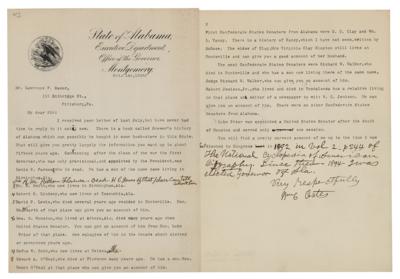 Lot #372 William C. Oates Typed Letter Signed