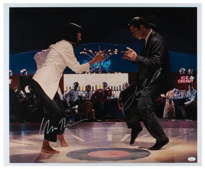Lot #947 Pulp Fiction: Travolta and Thurman Signed Oversized Photograph