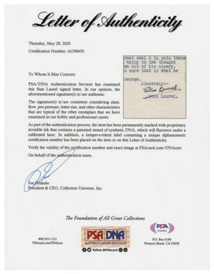 Lot #876 Stan Laurel Typed Letter Signed - Image 2