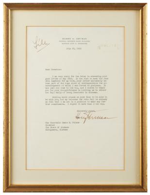 Lot #92 Harry S. Truman Typed Letter Signed