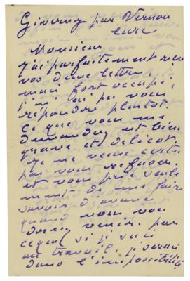 Lot #610 Claude Monet Autograph Letter Signed - Image 1