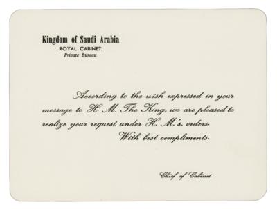 Lot #329 King Khalid Signed Photograph - Image 2