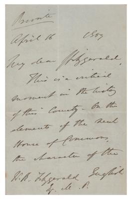 Lot #252 Benjamin Disraeli Autograph Letter Signed
