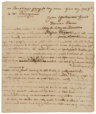 Lot #153 Thomas Paine Autograph Letter Signed - Image 2