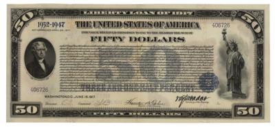 Lot #134 First Liberty Loan $50 Bond (1917) with Complete Coupons - Image 1