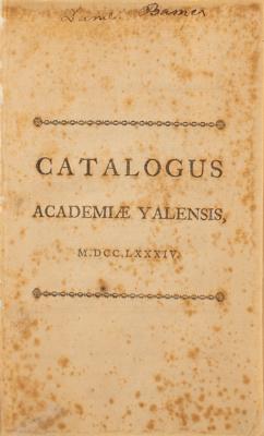 Lot #431 Yale College 1784 Catalogue