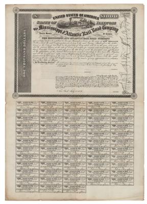 Lot #468 Mississippi and Atlantic Railroad Company 1854 Bond - Image 1