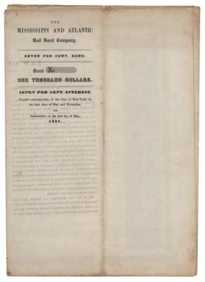 Lot #468 Mississippi and Atlantic Railroad Company 1854 Bond - Image 3