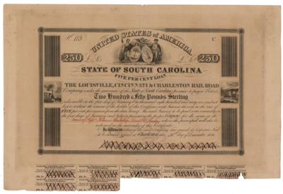 Lot #464 Louisville, Cincinnati & Charleston Railroad Bond - Image 1