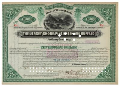 Lot #128 William K. Vanderbilt and Chauncey Depew Signed Mortgage Bond - Image 1