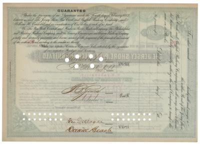 Lot #128 William K. Vanderbilt and Chauncey Depew Signed Mortgage Bond - Image 2