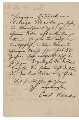 Lot #294 Ernst Haeckel Autograph Letter Signed - Image 2