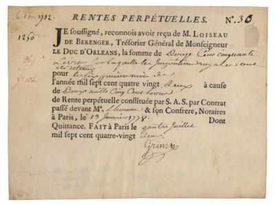Lot #291 Friedrich Melchior, Baron von Grimm Document Signed - Image 1