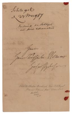 Lot #694 Friedrich Schlegel Autograph Letter Signed - Image 2