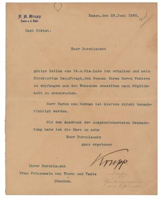 Lot #334 Friedrich Alfred Krupp Typed Letter Signed - Image 1