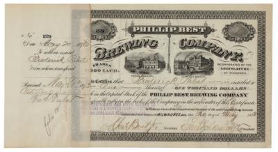 Lot #375 Frederick Pabst Signed Stock Certificate